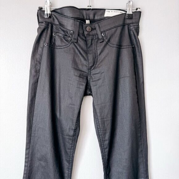 Rag & Bone Low Rise Faux Leather Bootcut Black Jean Size 25 - Picture 3 of 9